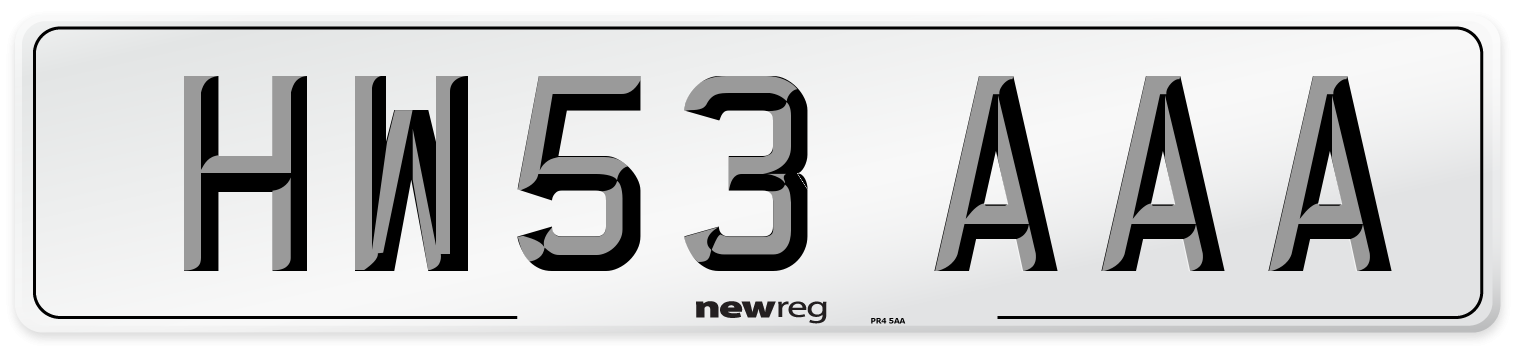 HW53 AAA Number Plate from New Reg